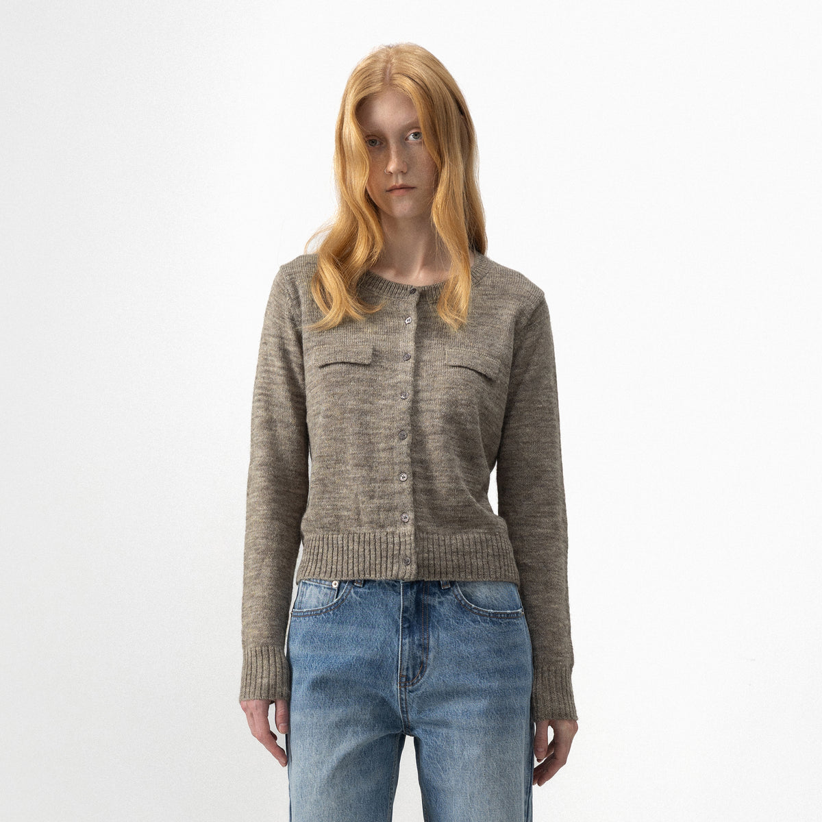 CUBIC Marled Knit Button-Up Cardigan-9