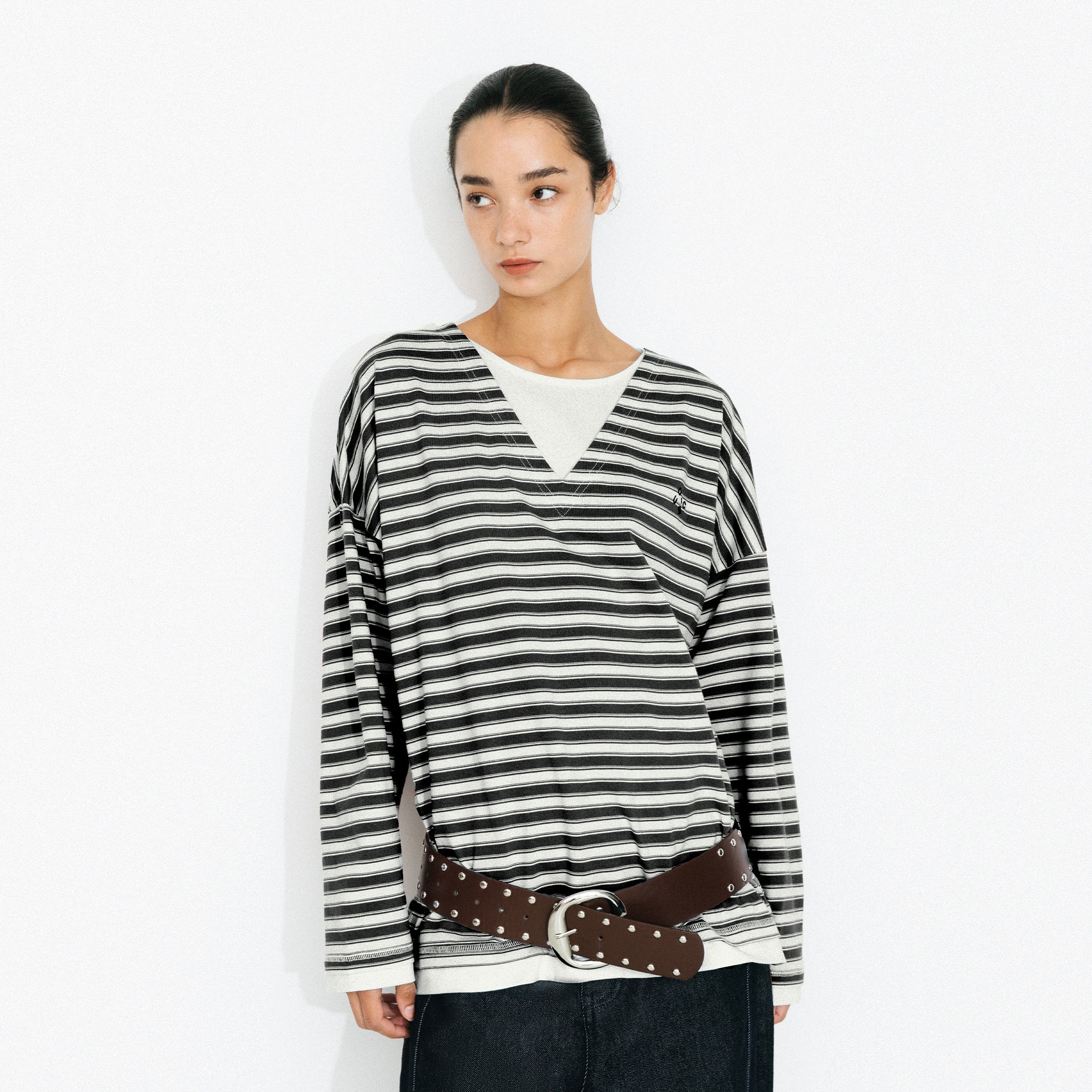 Contrast Stripe Oversized Long-Sleeve Top-9