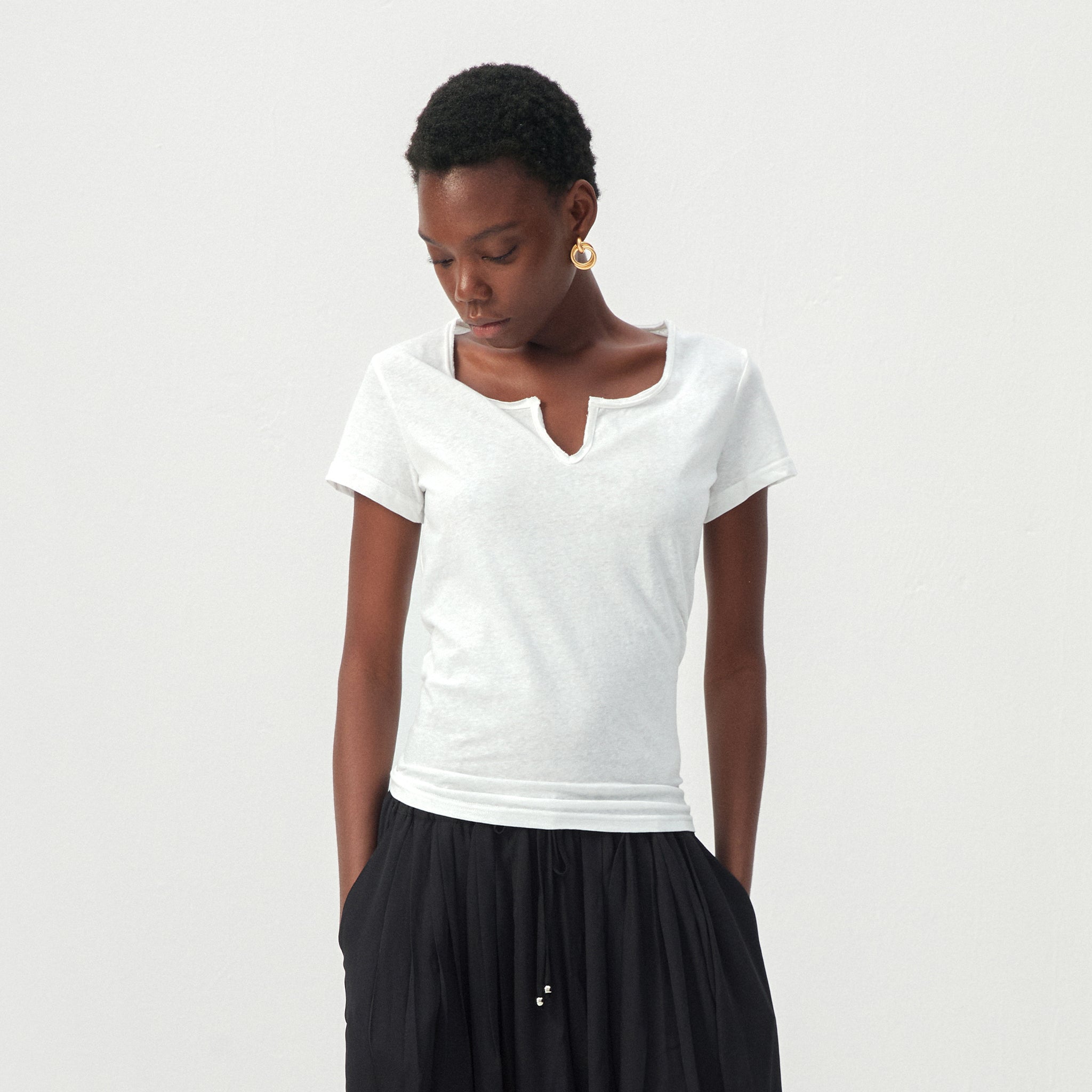 CUBIC Cotton-Blend Notch Neck Slim Fit T-shirt-9