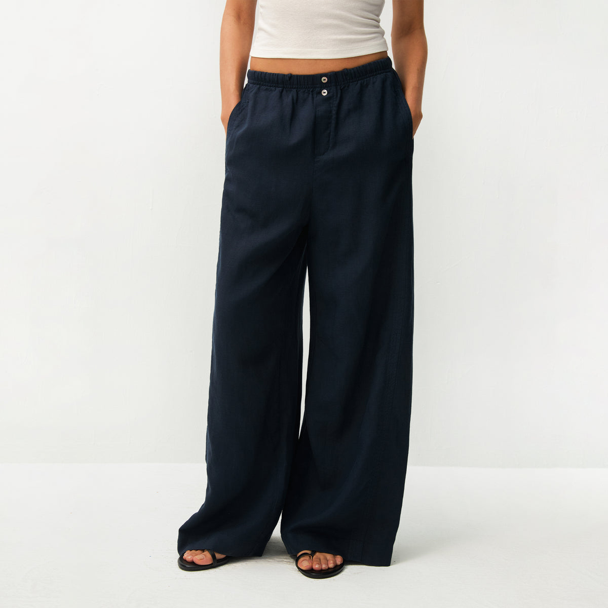 CUBIC Lyocell Linen Wide-Leg Pants-9