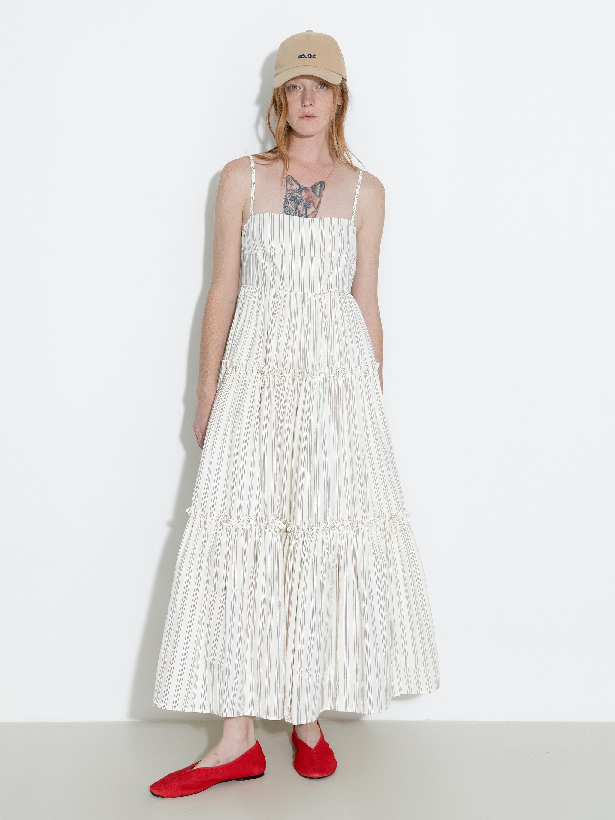 Strap Striped Cake Dress-9