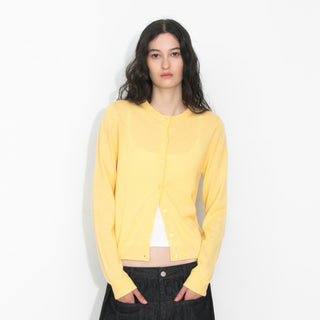 100% Wool Knit Cardigan with Crew Neck