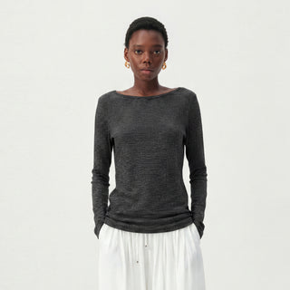 CUBIC Lyocell-Blend Boat Neck Long Sleeve Top