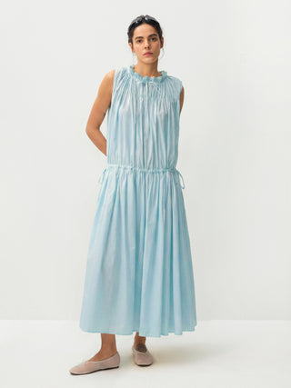 CUBIC 100% Cotton Sleeveless Gathered Waist Maxi Dress