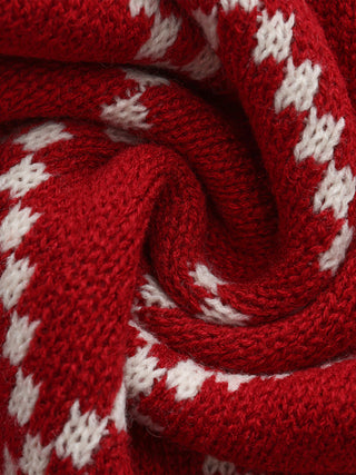 Wool Blend Double-Jacquard Check Scarf