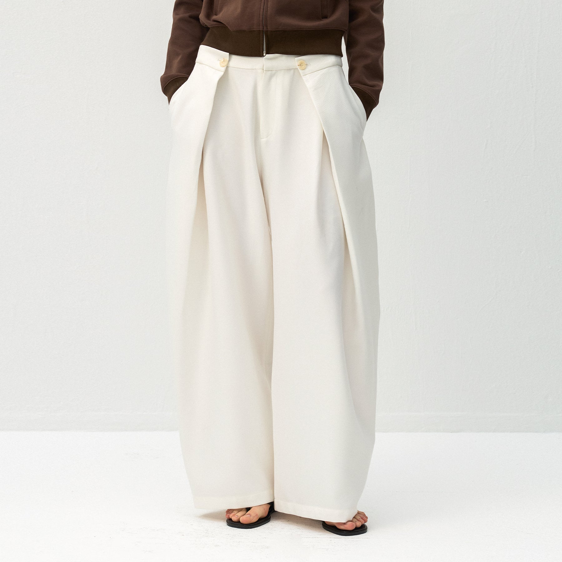 CUBIC Draped Wide Leg Trousers-9