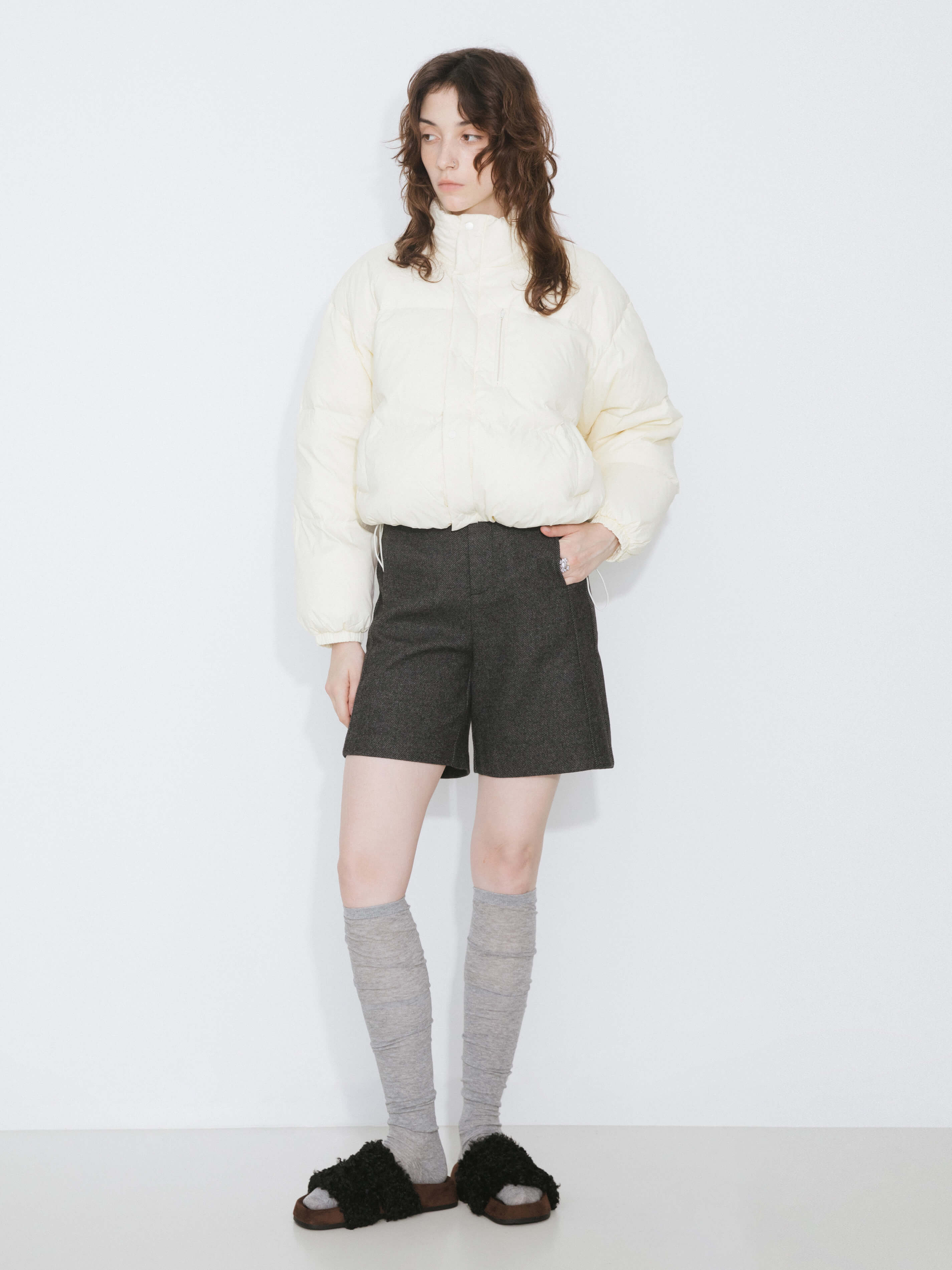 Cropped High Neck Down Coat-10