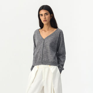 CUBIC Relaxed V-Neck Knit Cardigan