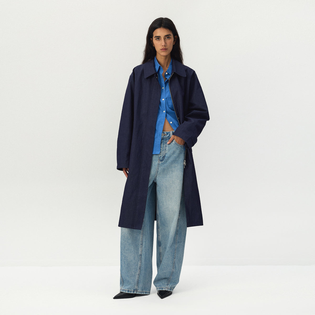 CUBIC Relaxed Point Collar Trench Coat-9