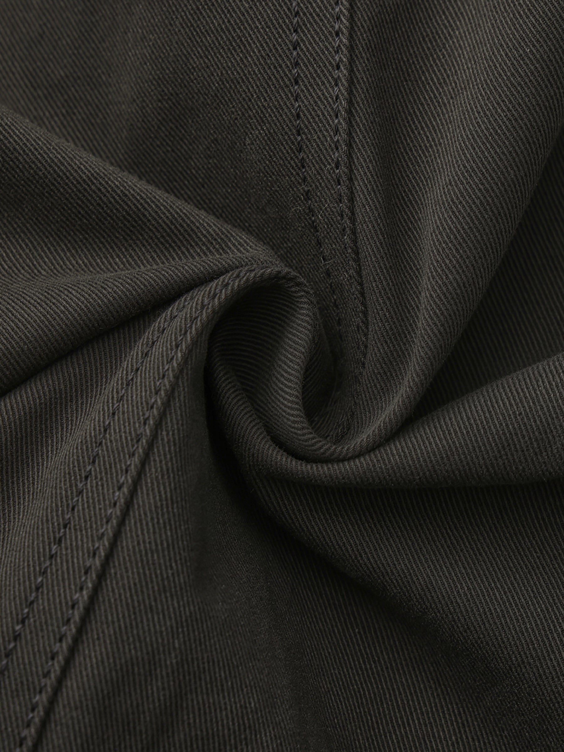 100% Cotton Stand Collar Mid-Length Tie-Waist Trench Coat-10