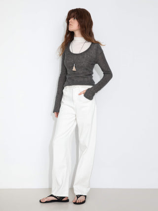 Crew Neck Slim-Fit Knitted Top