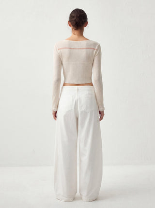 CUBIC Contrast Wool Blend Lace Cardigan