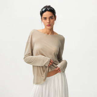 CUBIC Lyocell Sheer Open-Back Top