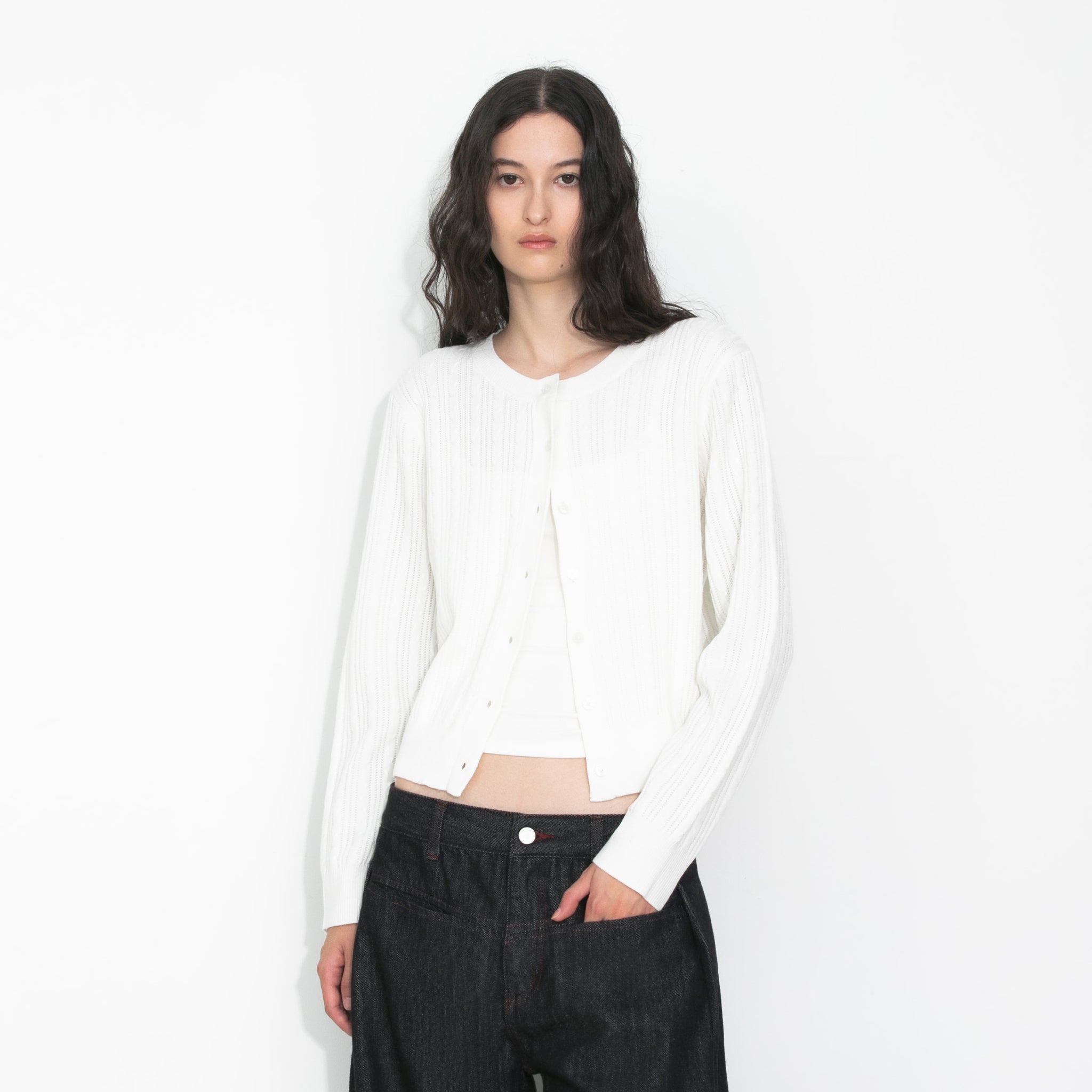 Cable-Knit Cropped Cardigan-9
