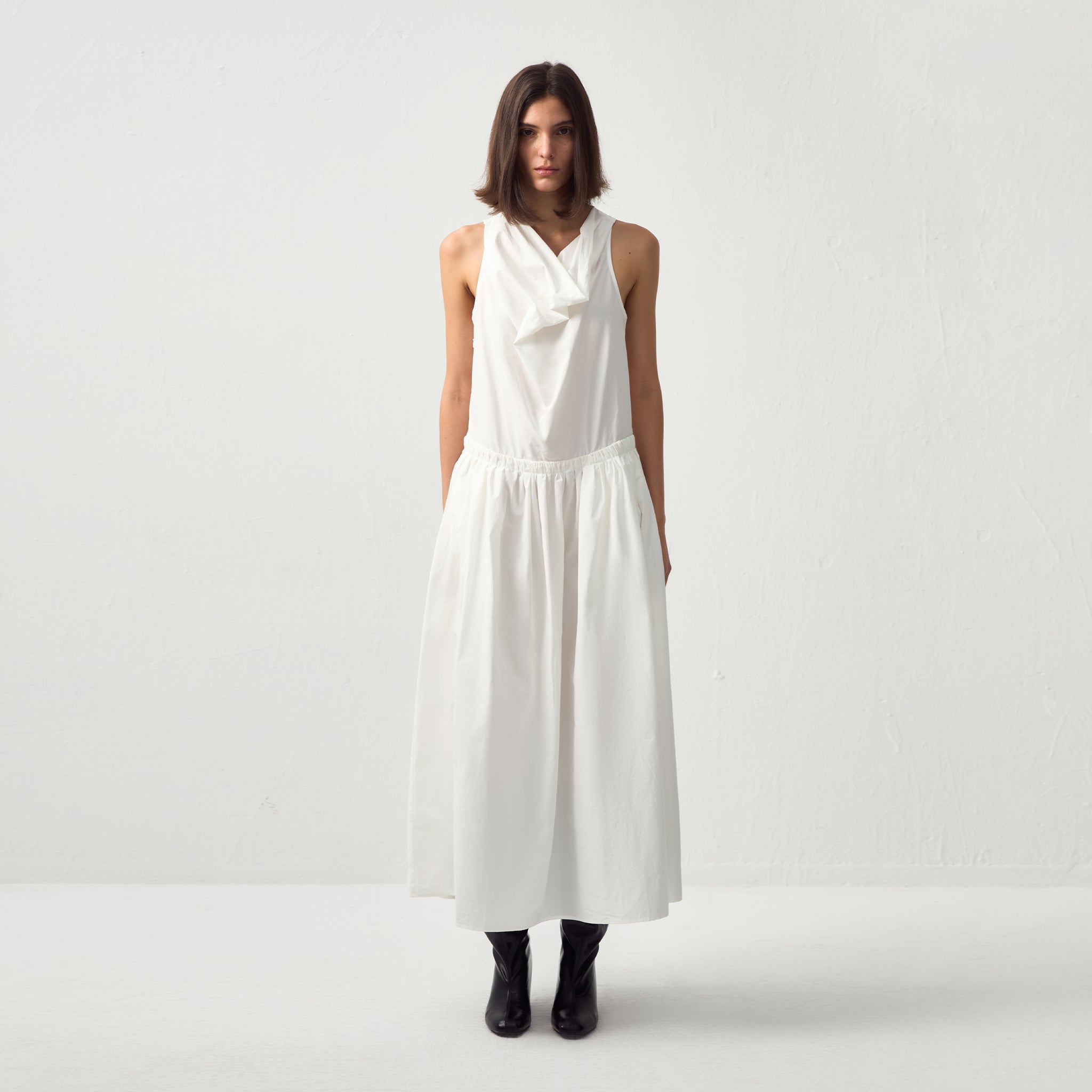 CUBIC 100% Cotton Halter Neck Cowl Dress-9