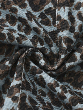 100% Cotton Leopard Print Color-Block Retro Casual Jacket