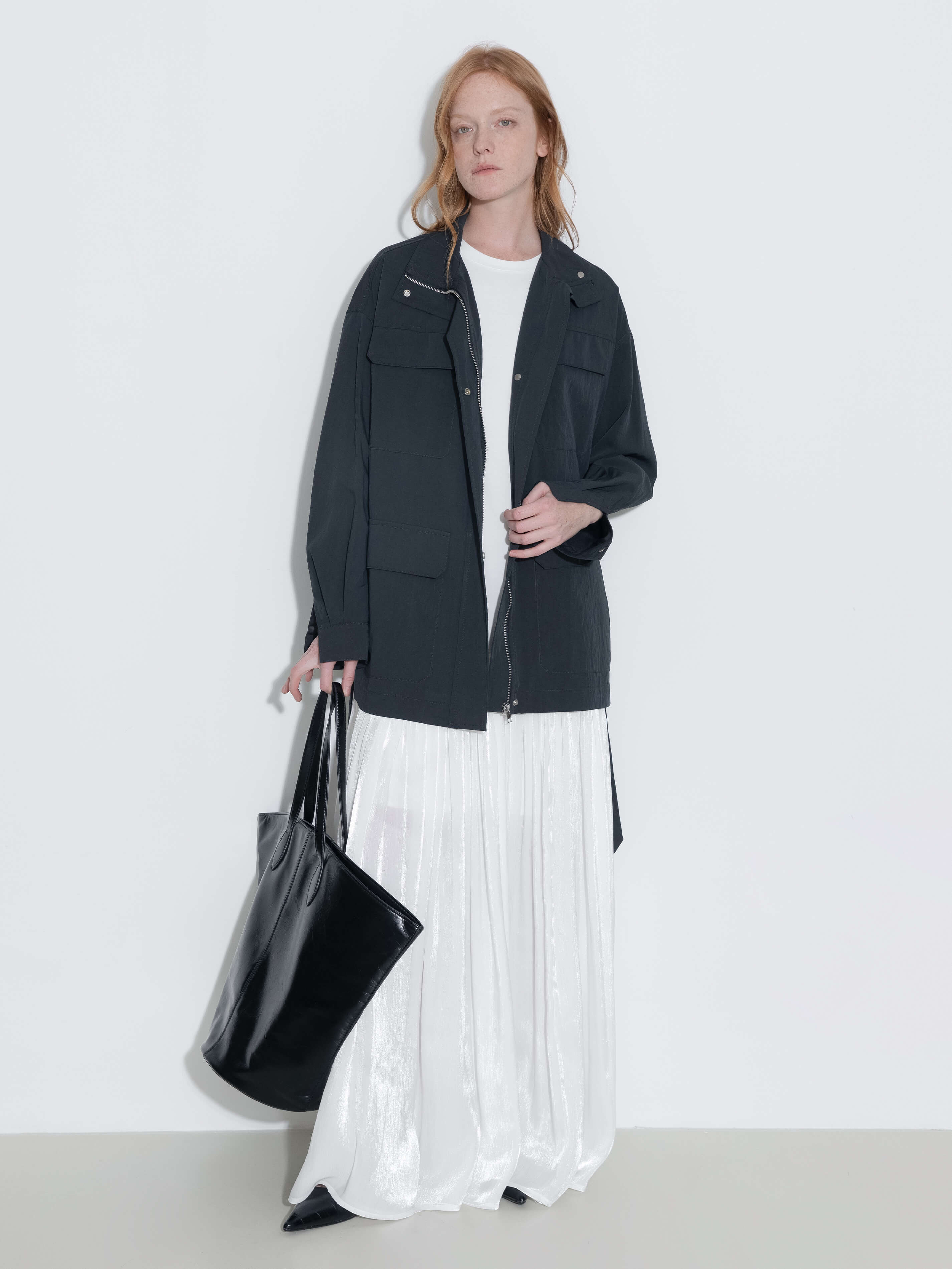 Oversized Funnel Neck Cropped Cargo Jacket-5