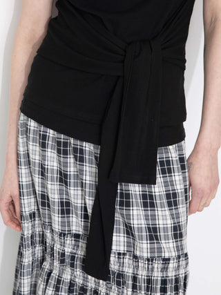 Tie-Detail Sleeveless Mock Neck Top
