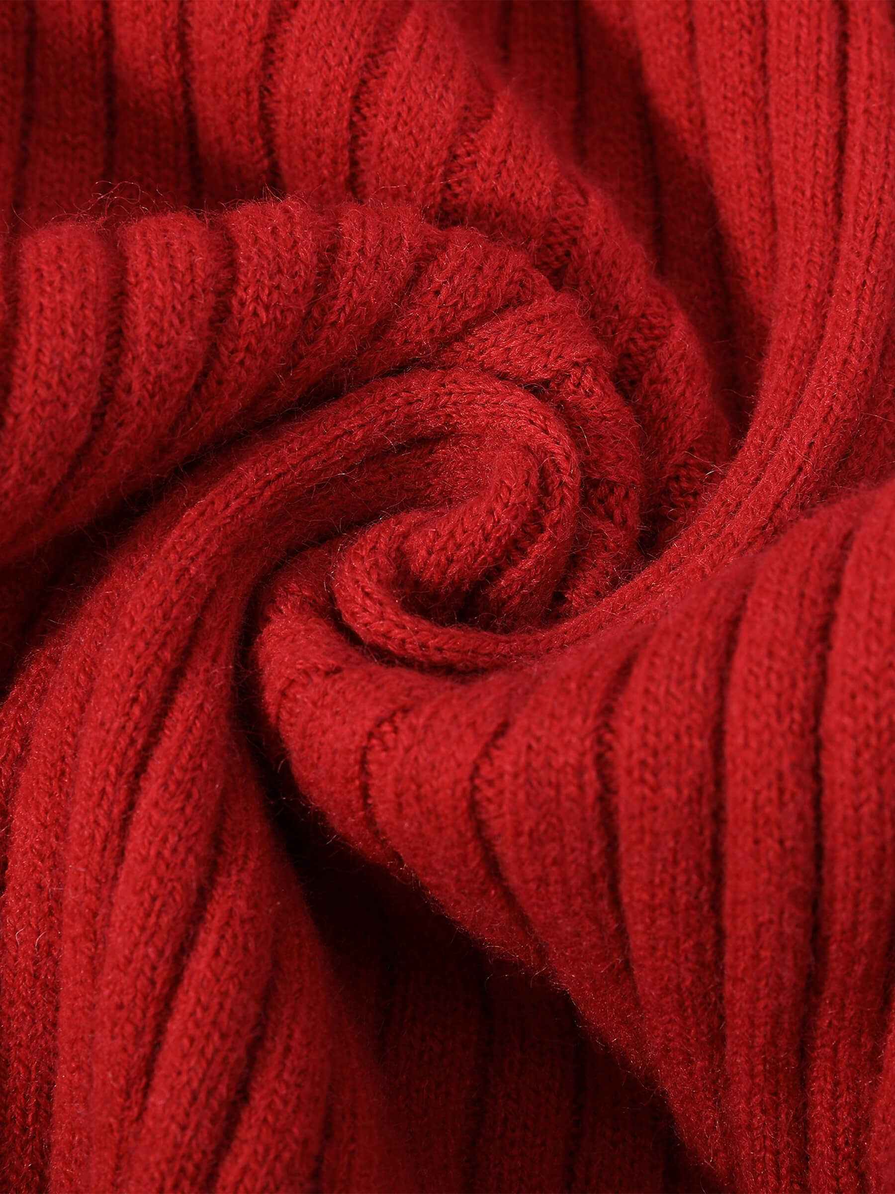 Large Lapel Red Knit Dress-11