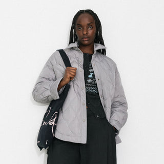 Button-Front Shirt Collar Loose-Fit Down Jacket