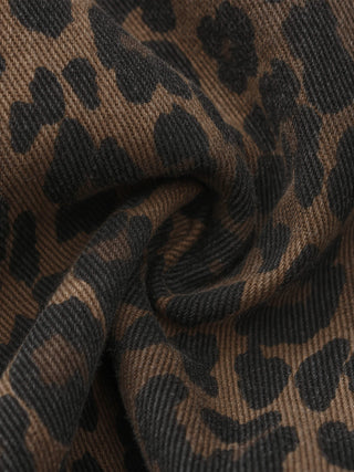 Leopard Wide Leg Denim Jeans