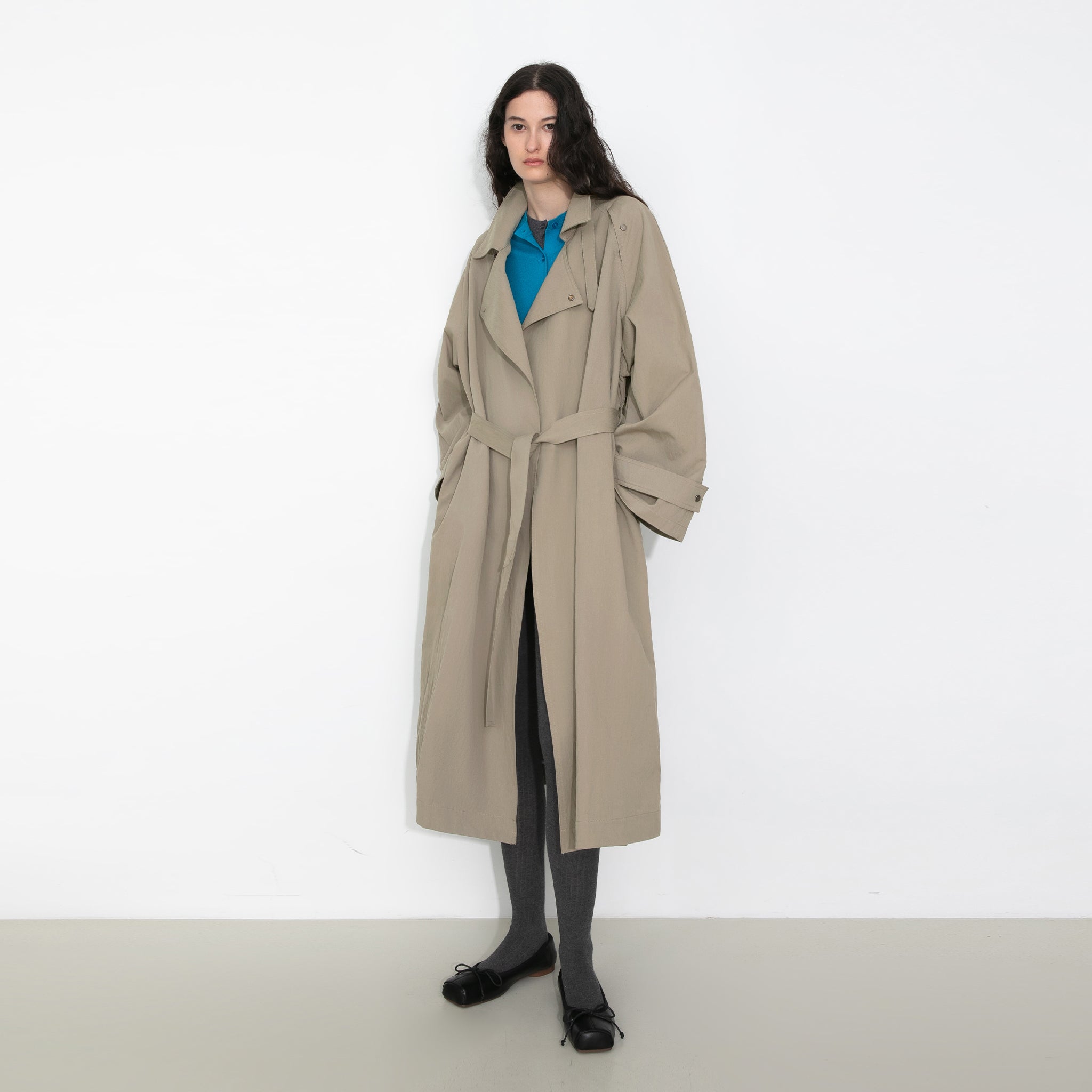 Oversized Large Lapel Long Trench Coat-9