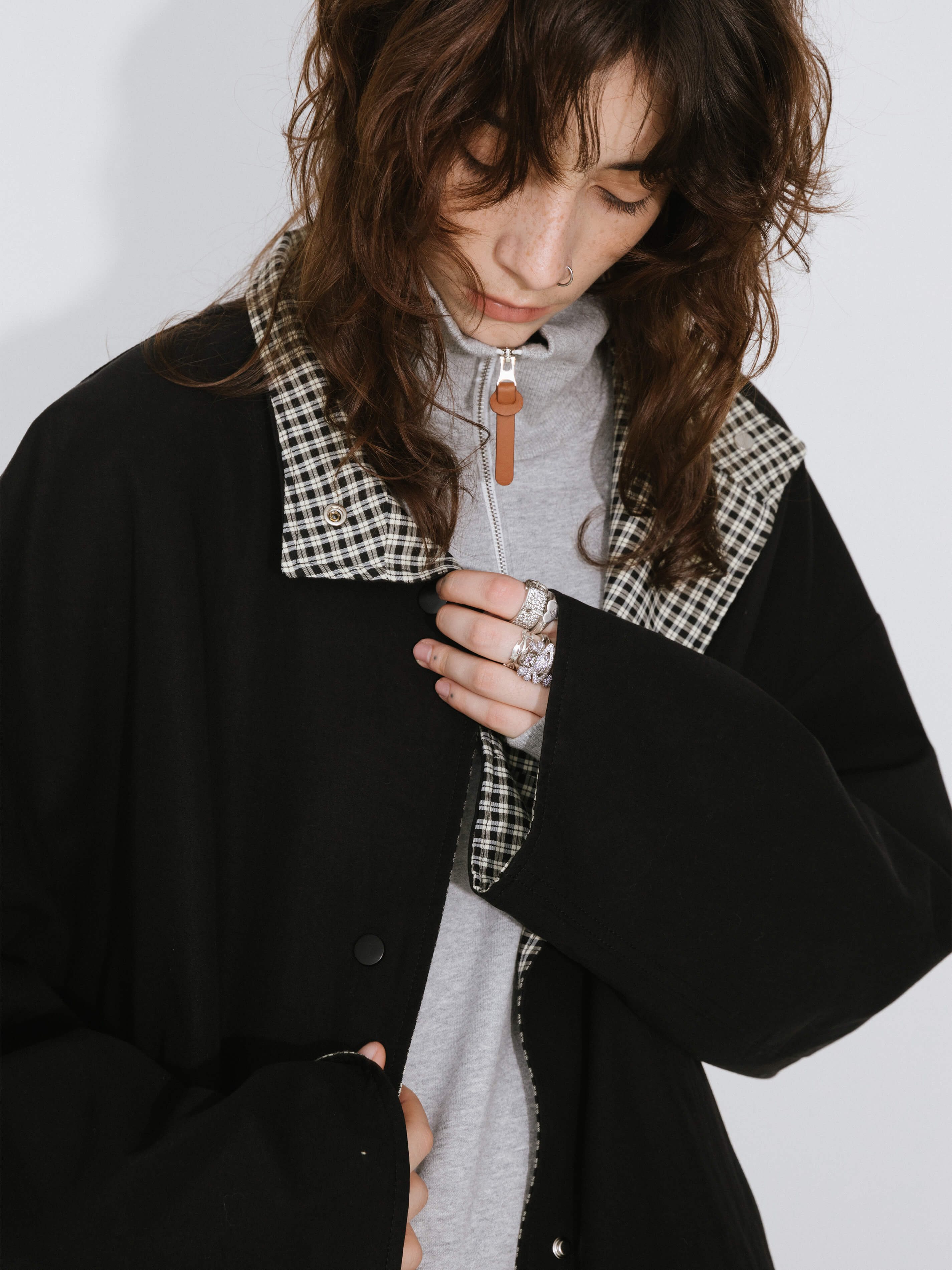 Funnel Neck Reversible Trench Coat-9