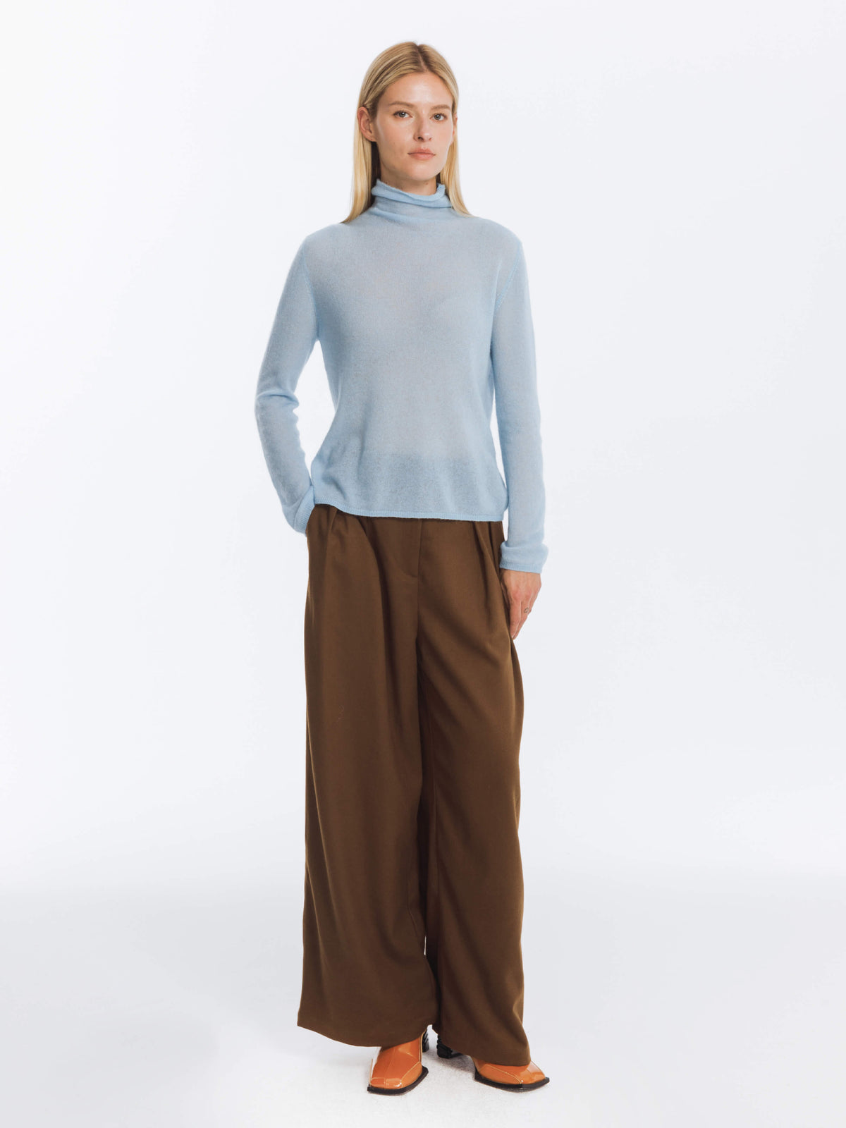 Wide Leg Double Pleated Trousers-18