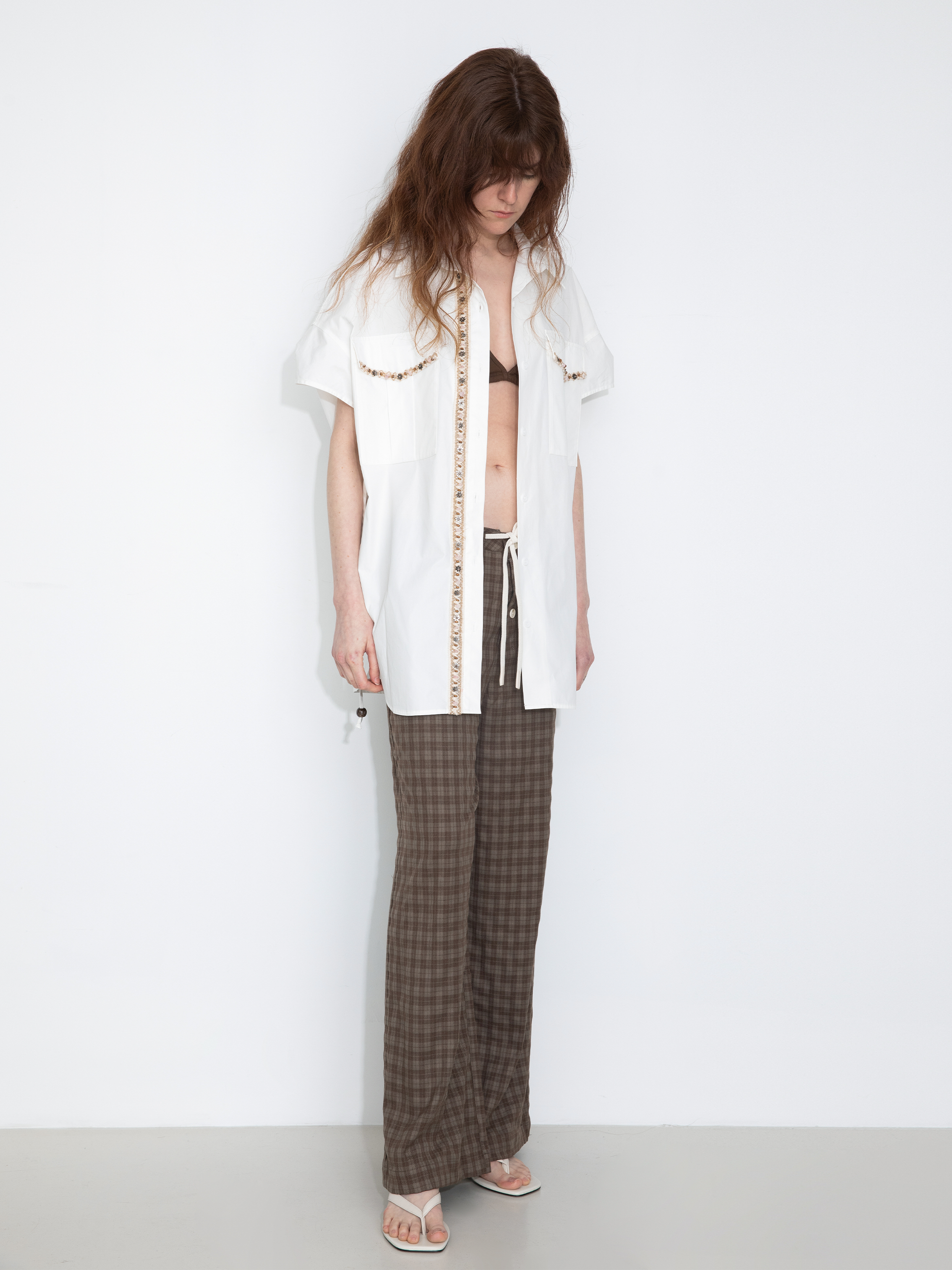 Beaded Placket Utility Short-Sleeve Shirt-8