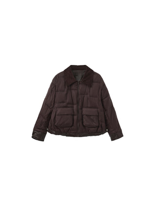 Corduroy Collar Convertible Leather Down Jacket