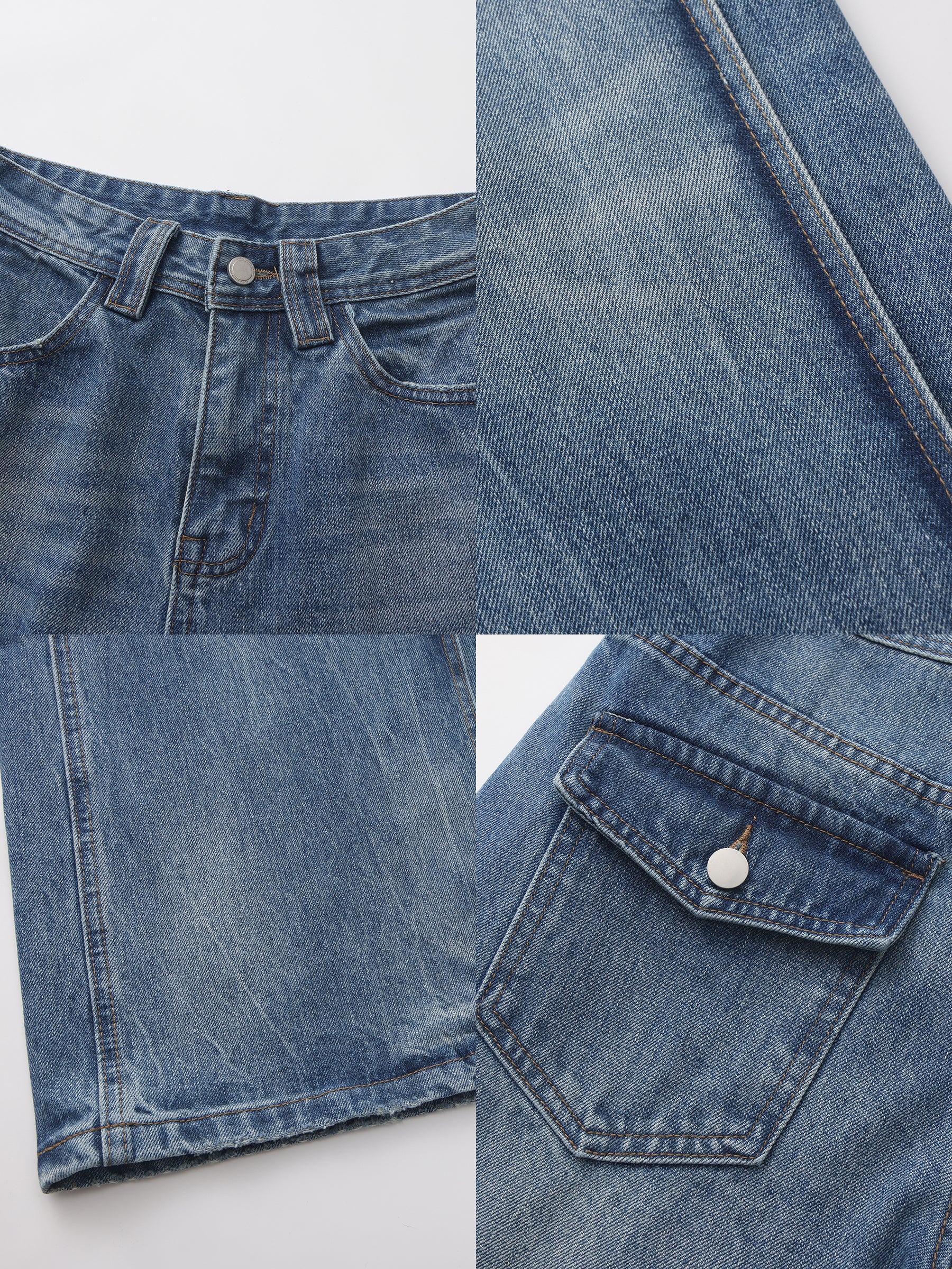 CUBIC Vintage Deconstructed Wide-Leg Jeans-9