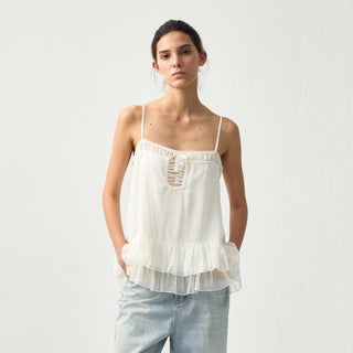 CUBIC Lace V-Neck Ruffle Floral Camisole