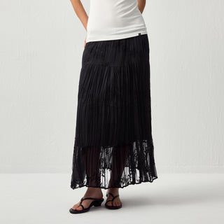 CUBIC Textured A-Line Embroidered Skirt(Pre order: 7 days)