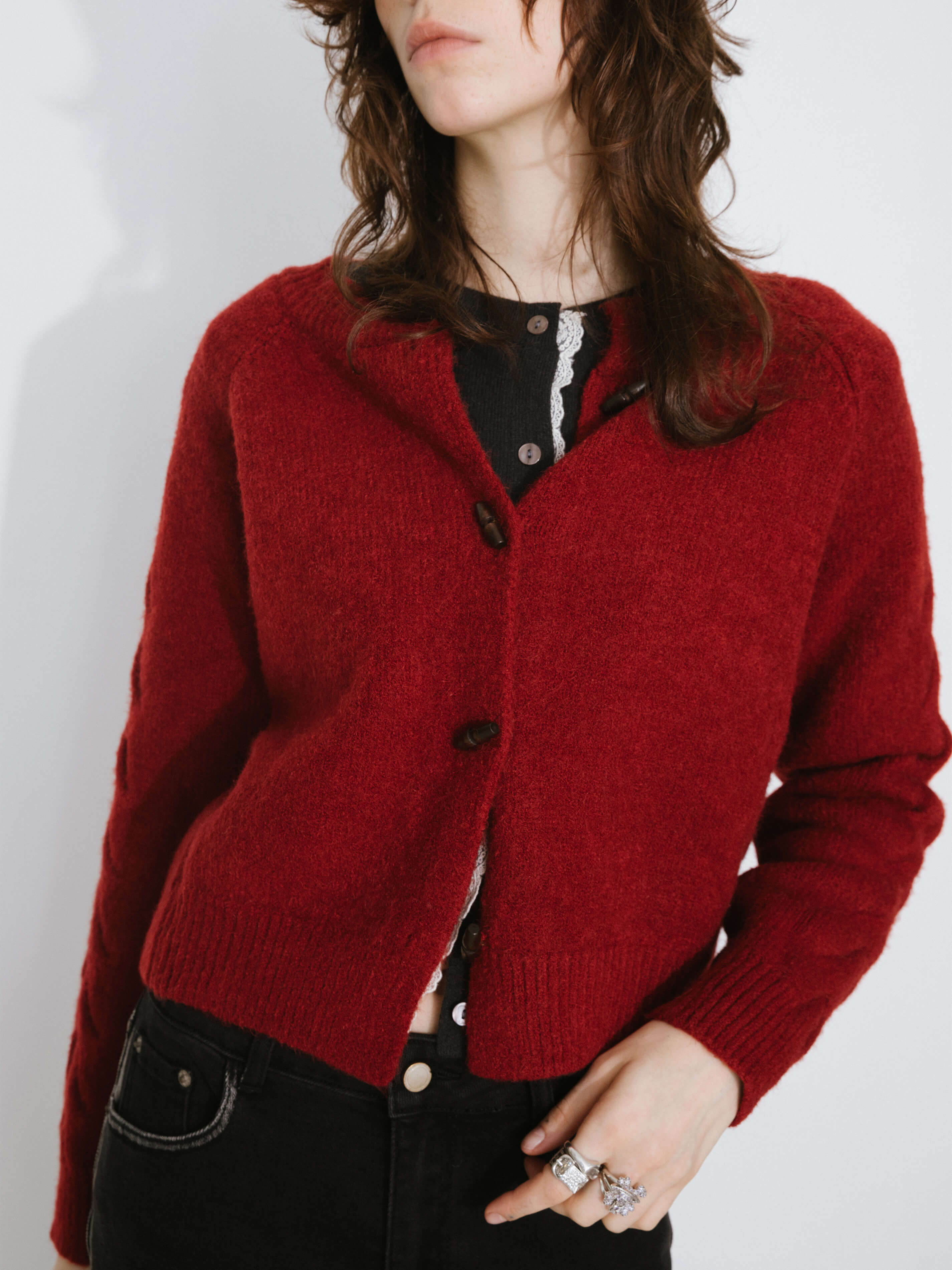 Crew Neck Short Knit Cardigan-10