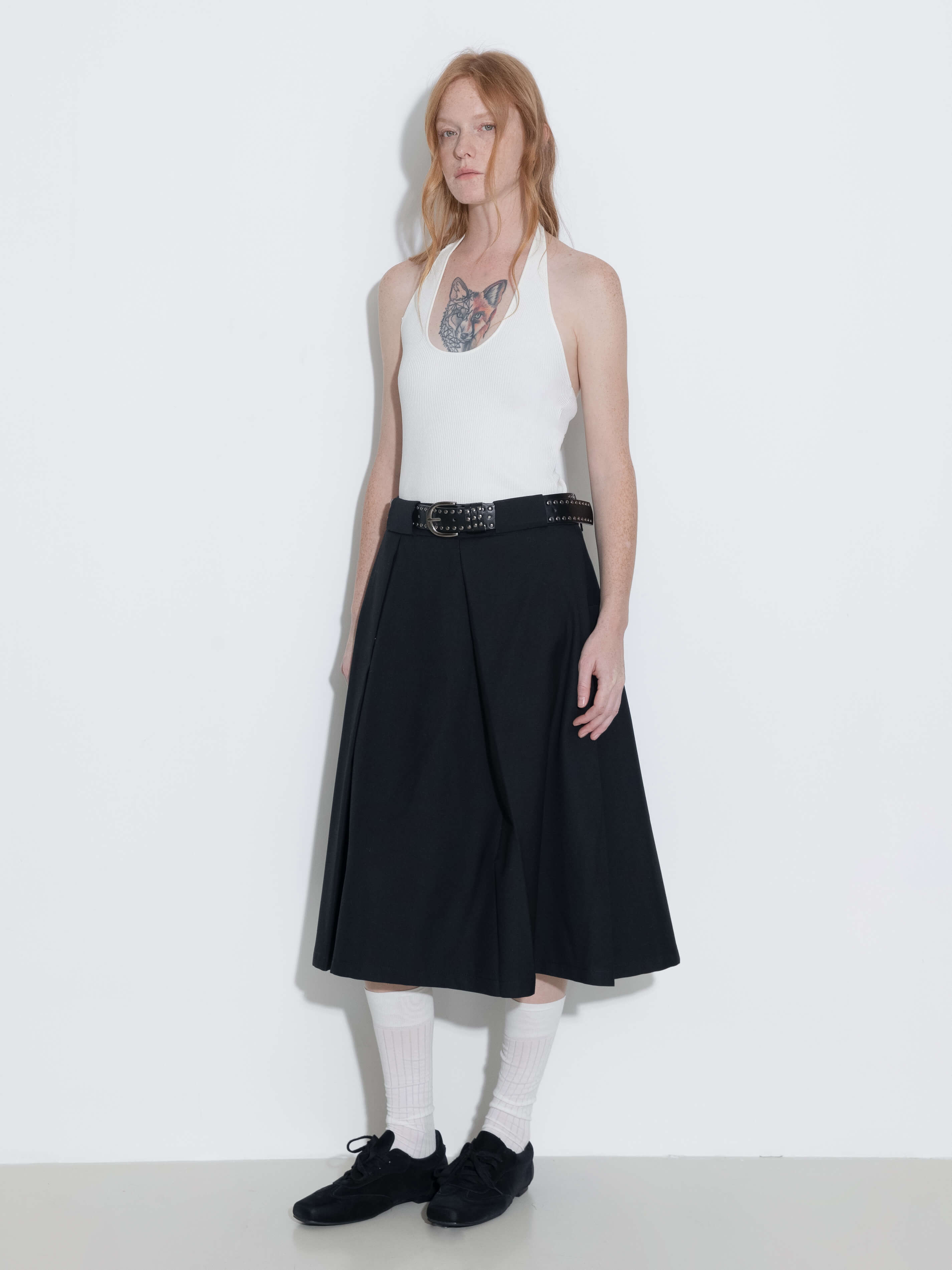 High Waist Pleated A-line Skirt-14