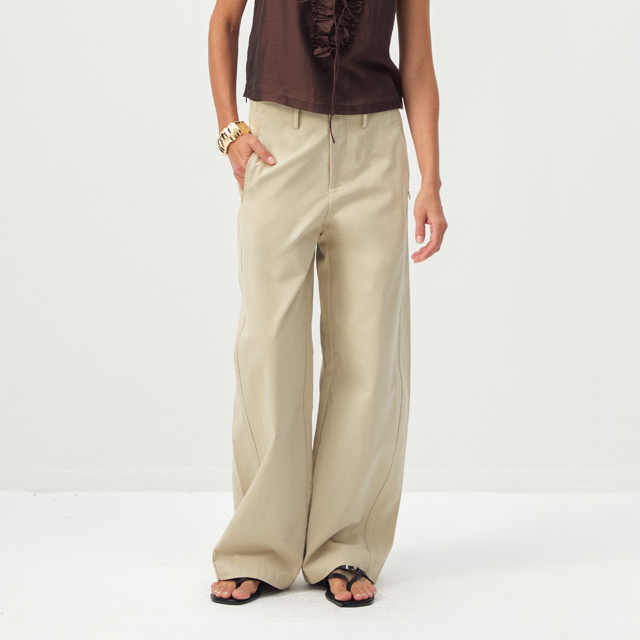 CUBIC 100%Cotton Casual Wide-Leg Trousers-9