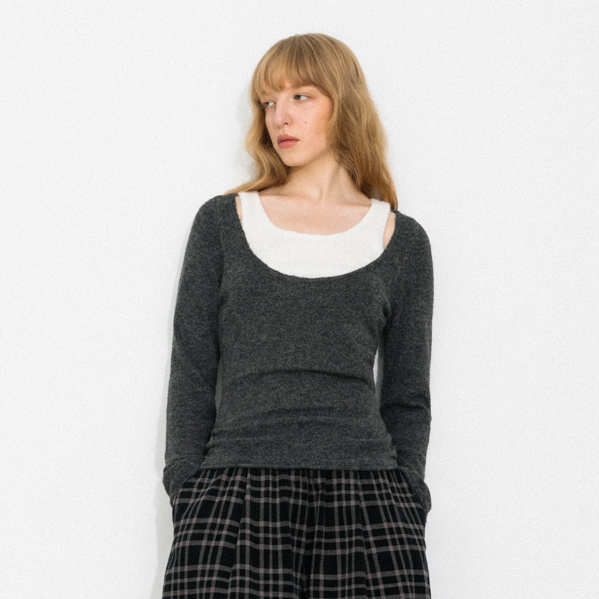 Classic Boat Neck Faux-Layer Top-9