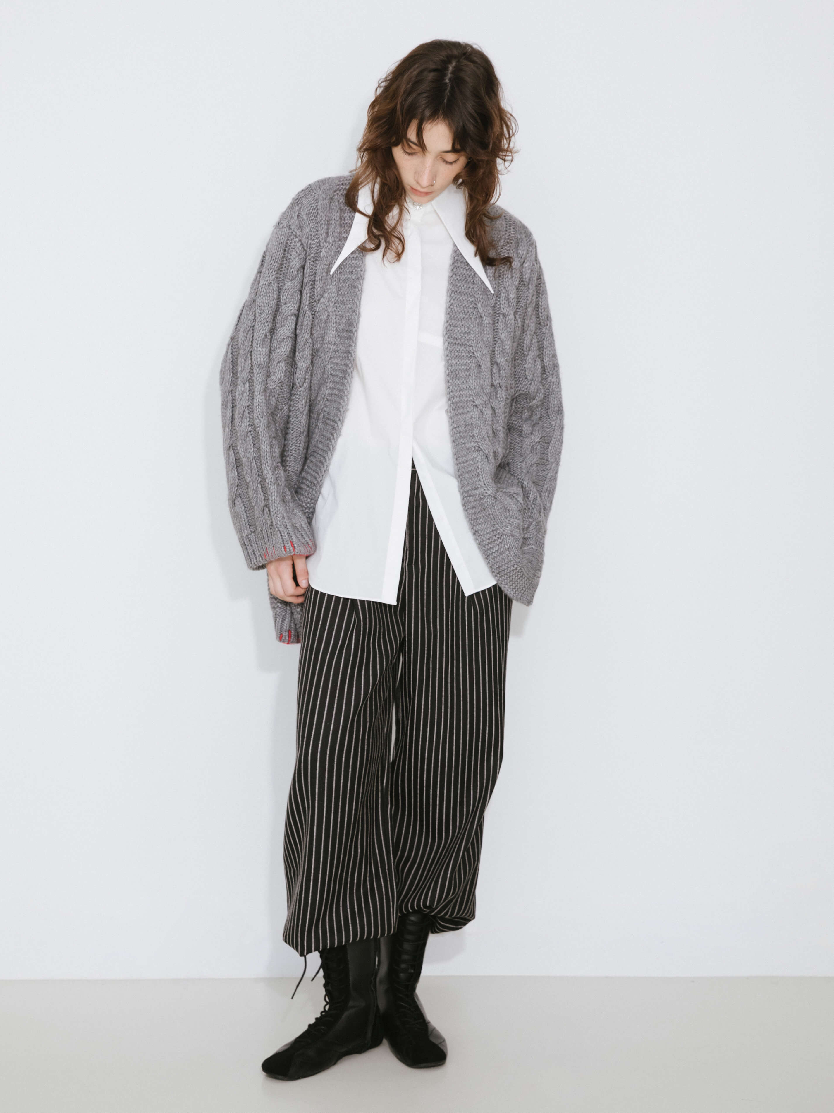 Cable Knit Cardigan with Wool Blend-9