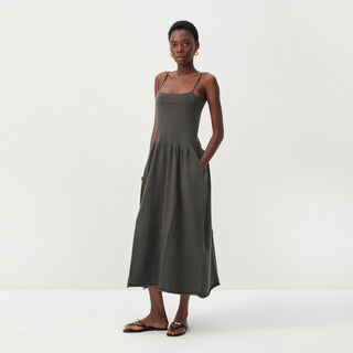 CUBIC Lyocell-Wool Blend Drop-Waist Midi Dress