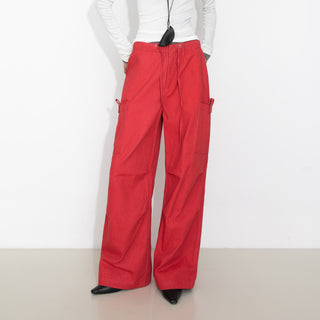 Relaxed Draped Straight-Leg Utility Pants