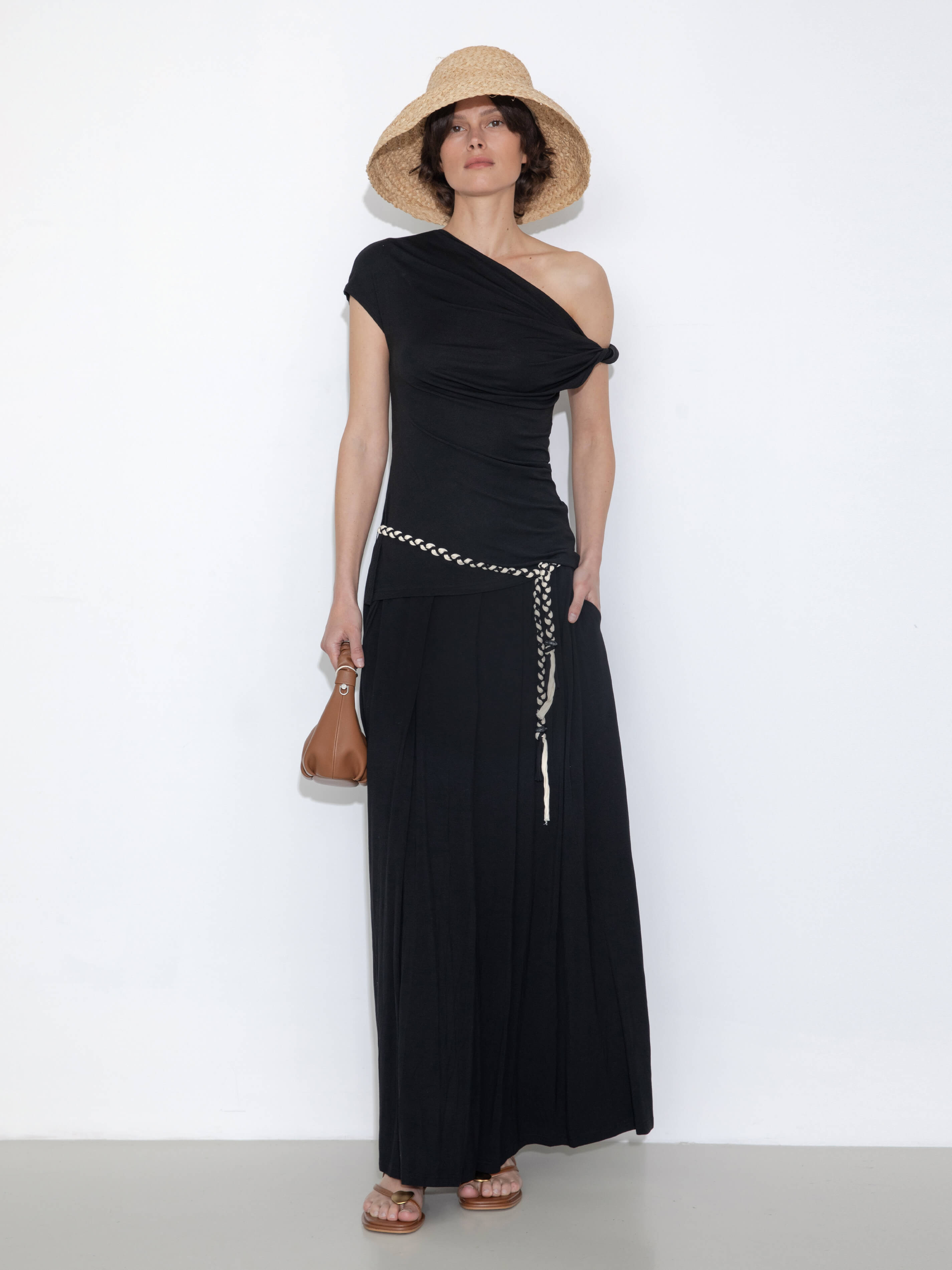 Pleated Hand-Braided High-Stretch Maxi Skirt-10