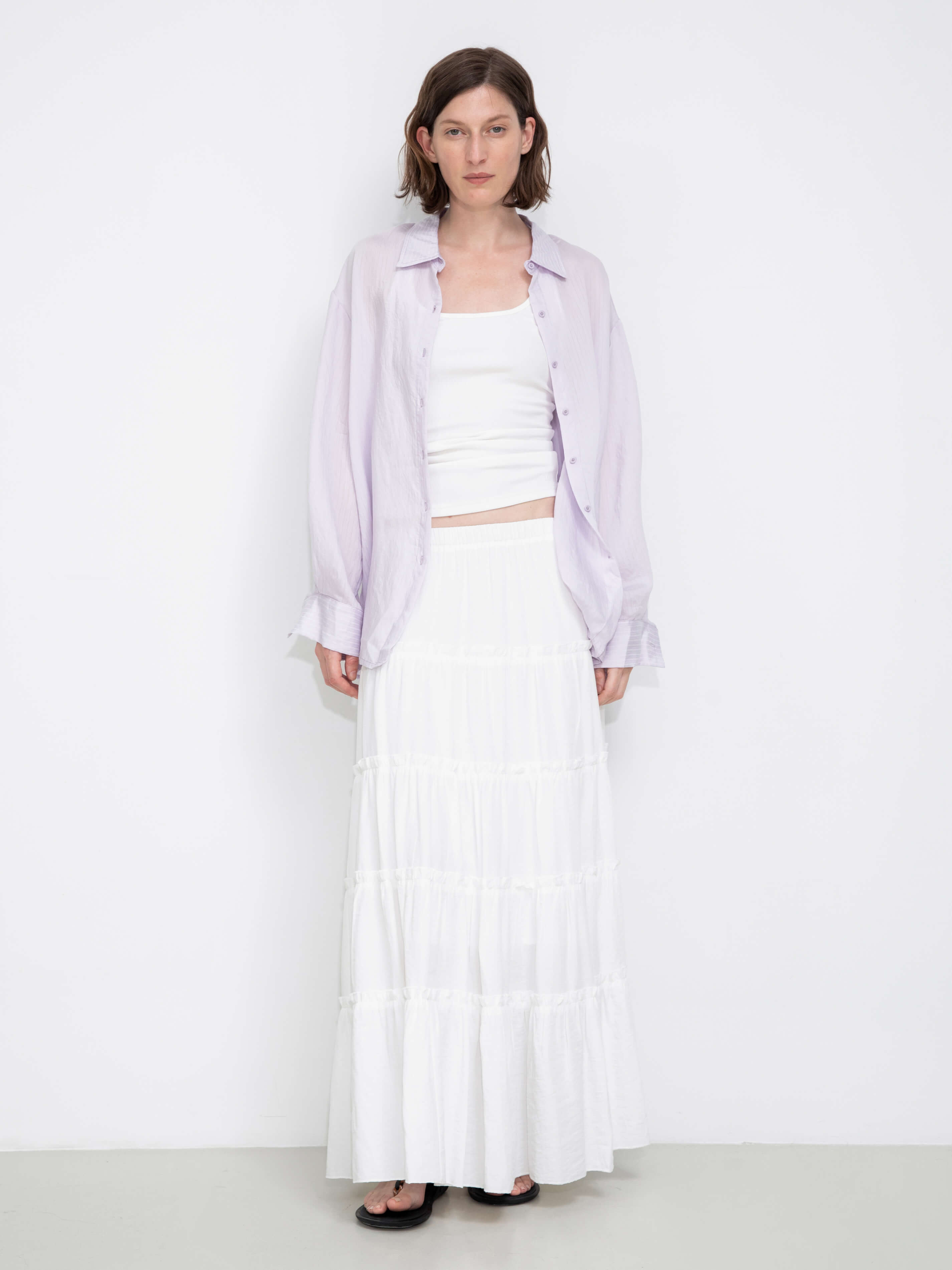 Semi-Sheer Oversized Striped Pattern Shirt-10