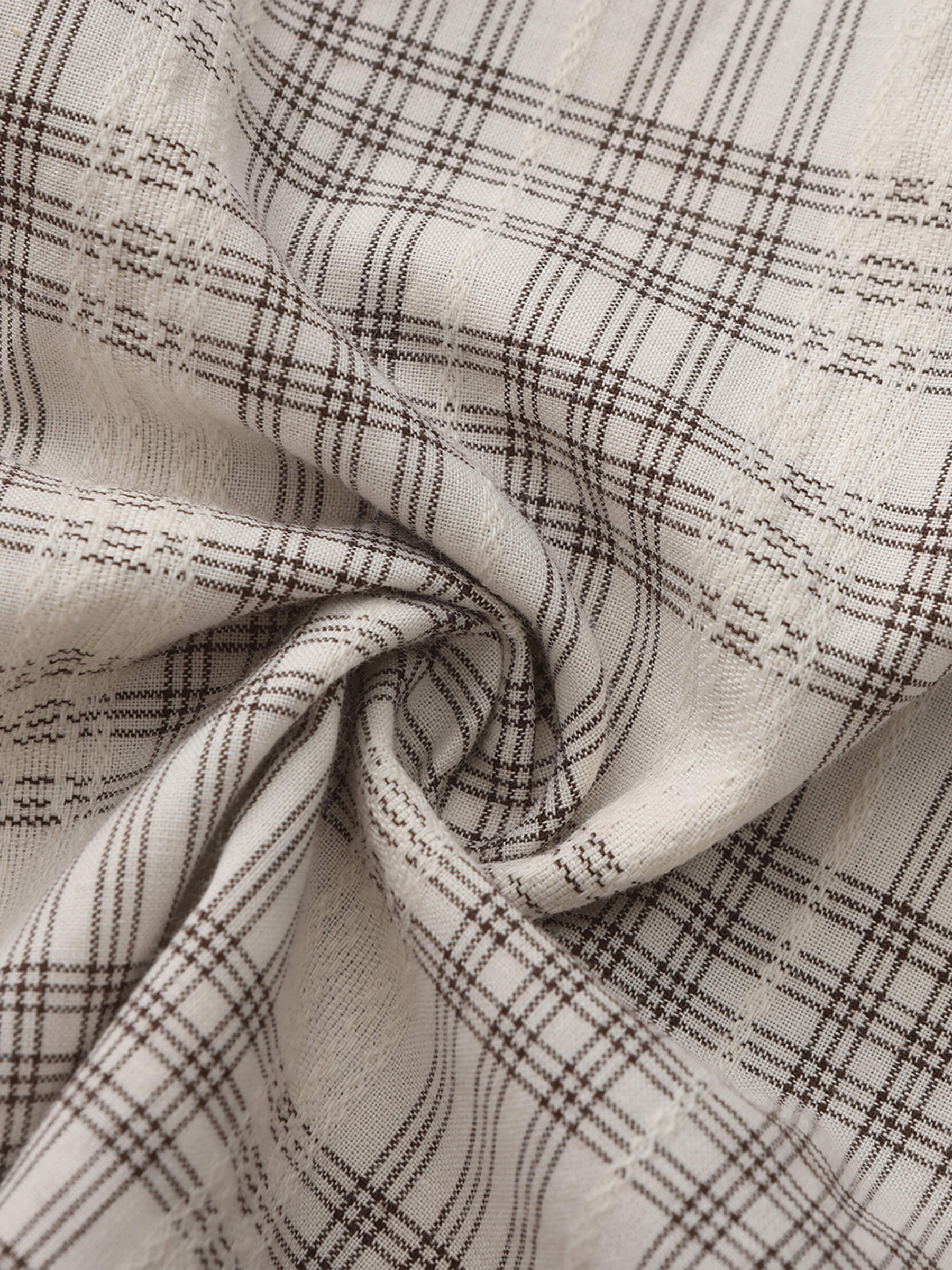 100% Cotton Embroidered Lace Checkered Oversized Shirt-10