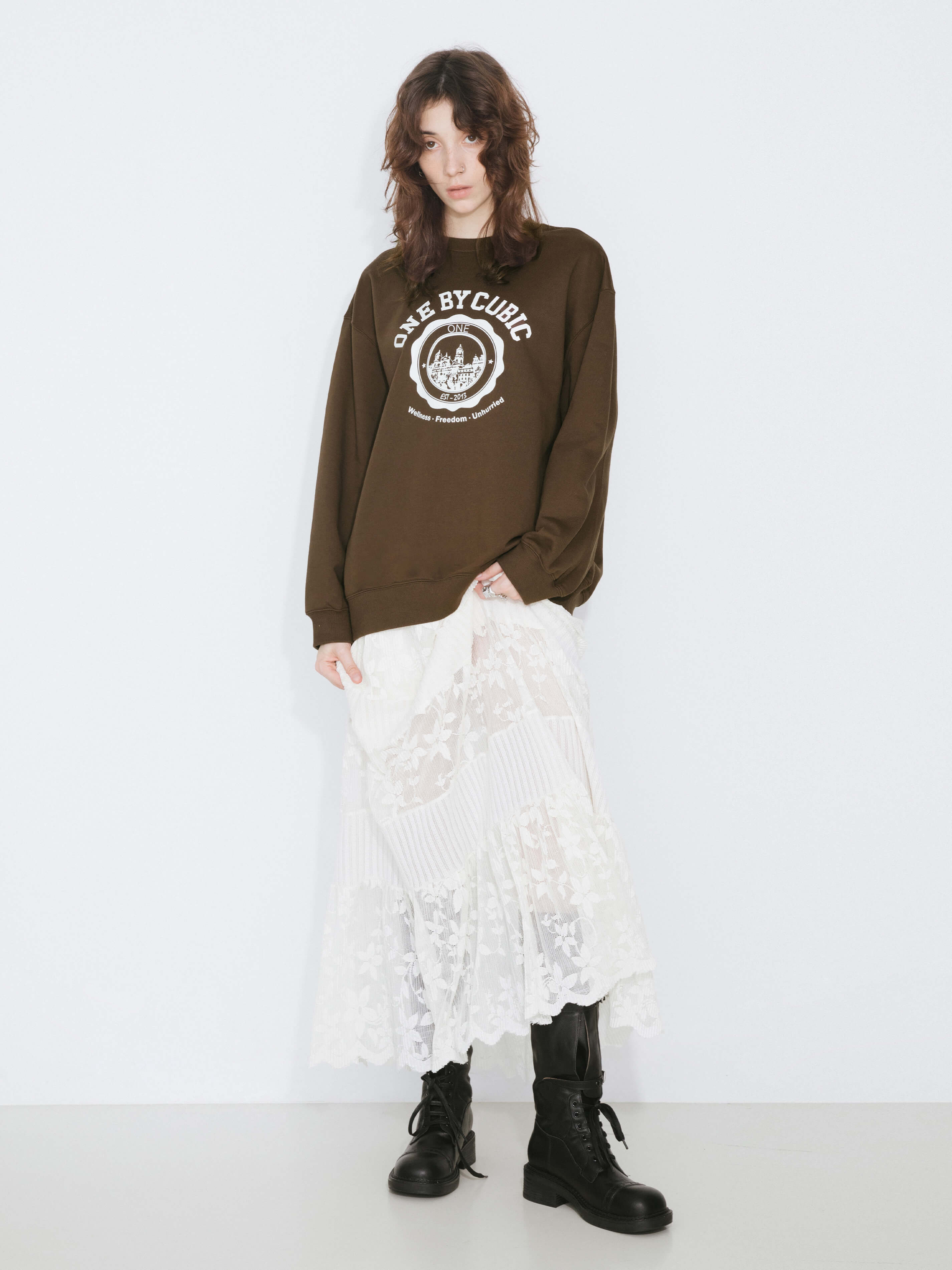 ONE BY CUBIC Oversized Crew Neck 100% Cotton Sweatshirt-3