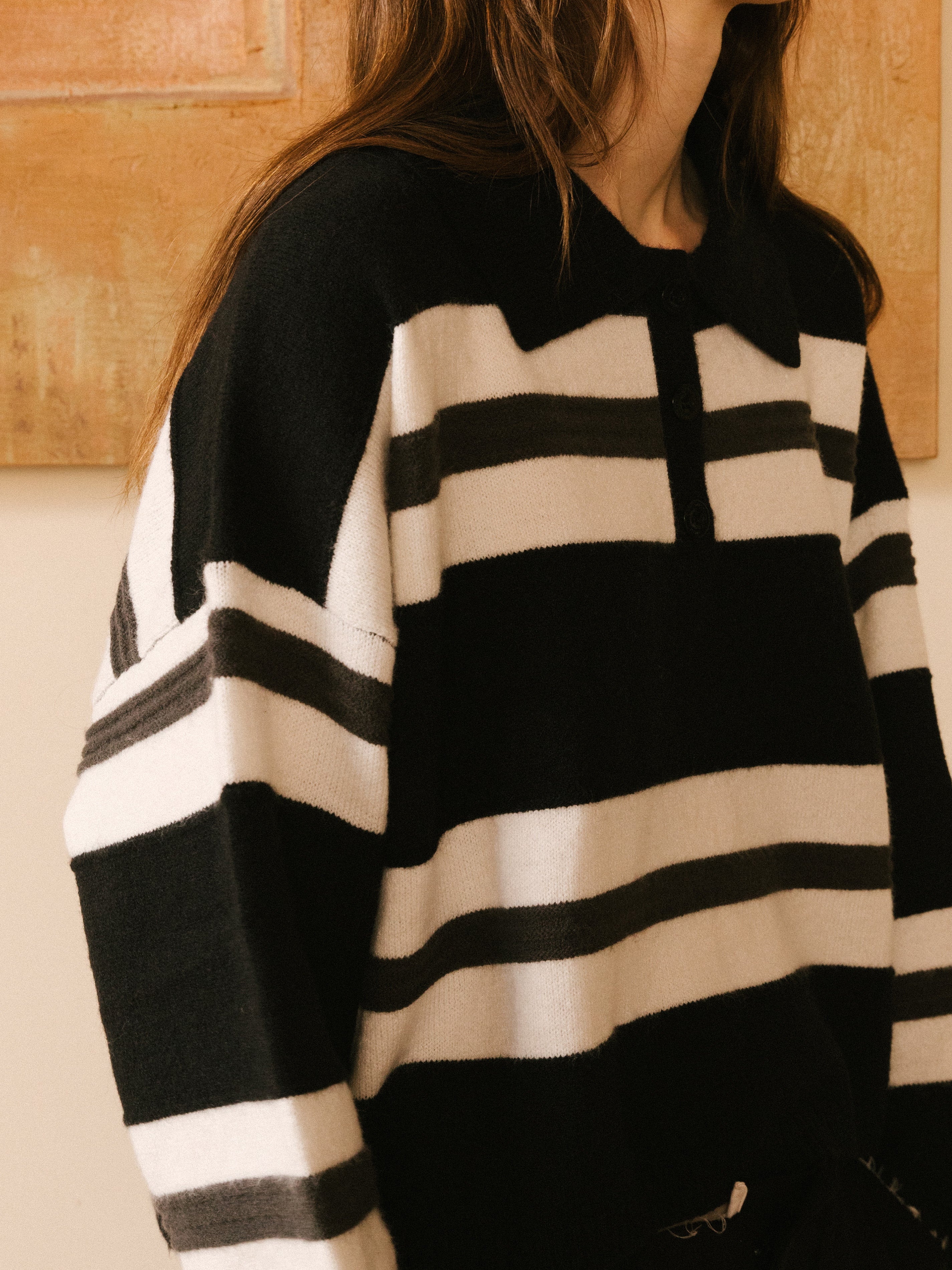 Oversized Contrast Striped Sweater-10