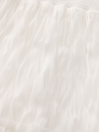 White Wavy Draped Midi Skirt