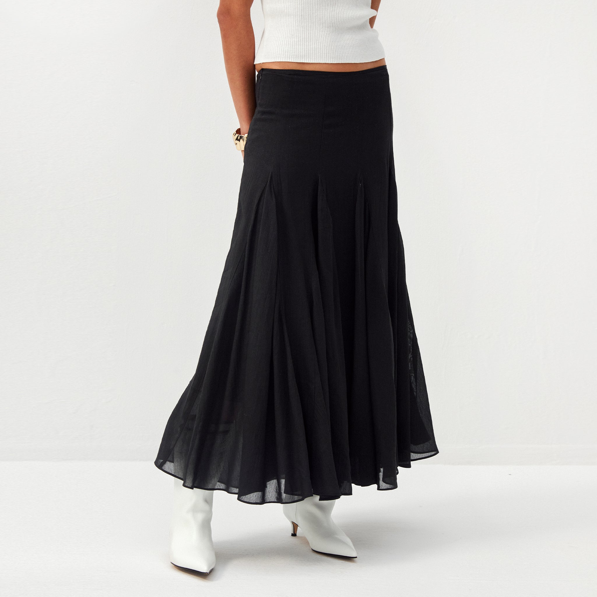 CUBIC Lyocell Flowy Midi Skirt-9