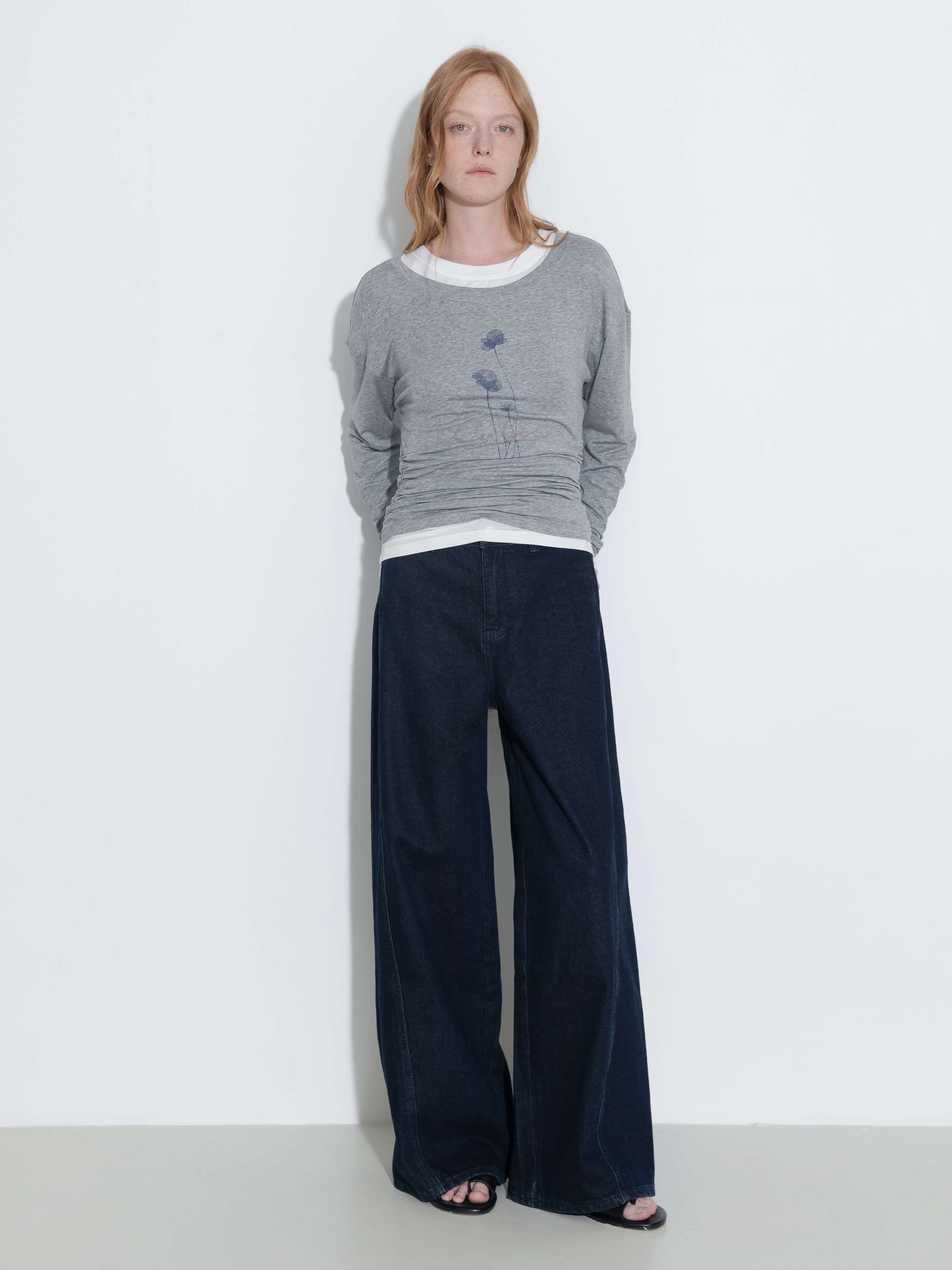 Straight Wide Leg Denim Jeans-10