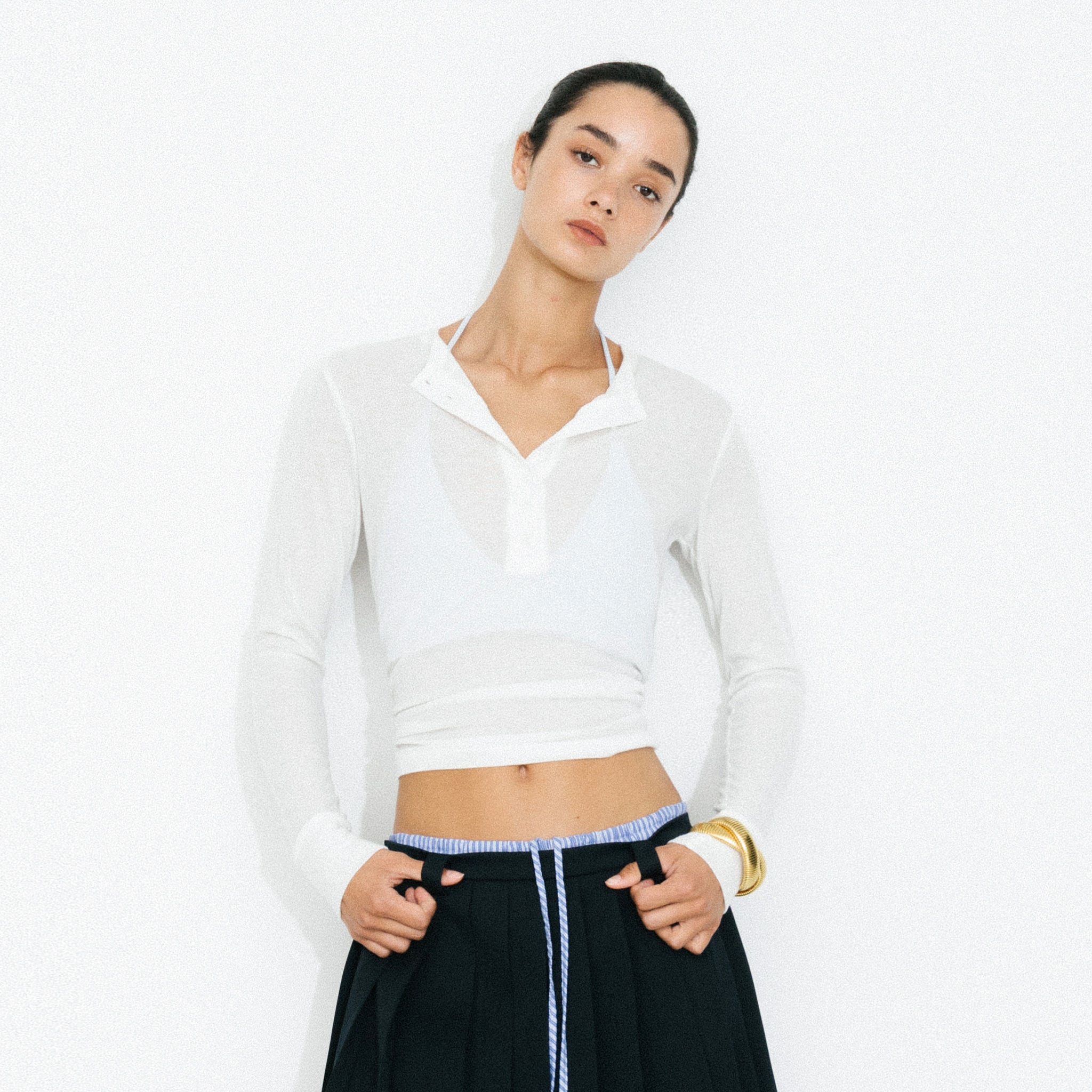 C by CUBIC Henley Neck Slim-Fit Long-Sleeve Top-9