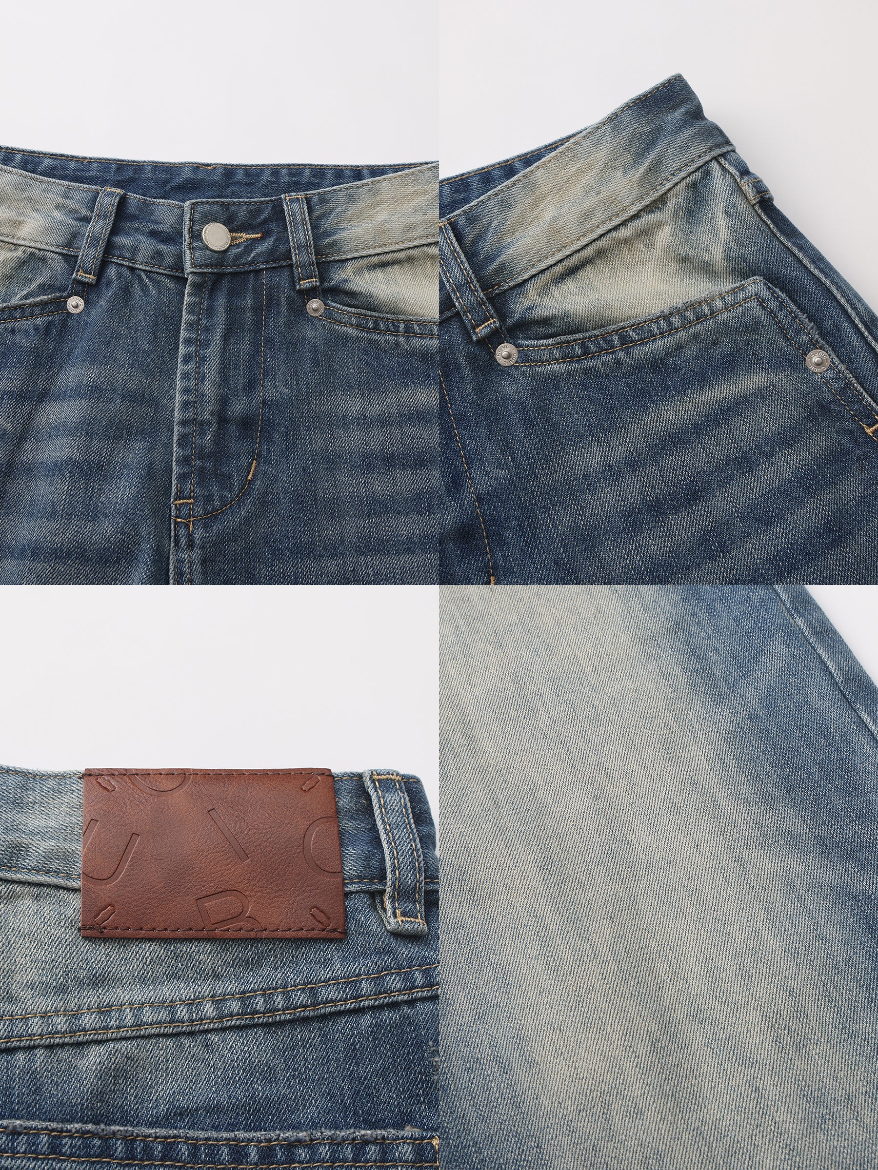 CUBIC Retro Washed Straight Leg Jeans-9